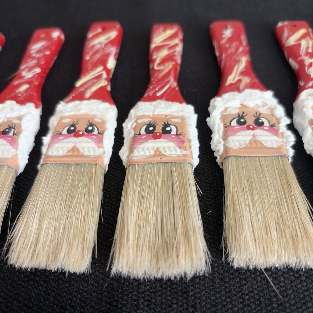 Handmade Santa Paintbrush Christmas Ornament Decoration lot of 15